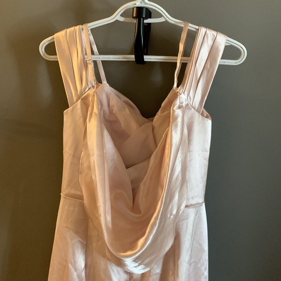 Jjs house maxi slit champagne wedding guest evening prom bridesmaid satin dress - Picture 4 of 7